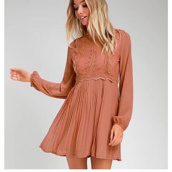 Zara Dress Womens Medium Charlisa Rusty Rose Lace Dress Whimsical Boho Dess NWT - Picture 1 of 13